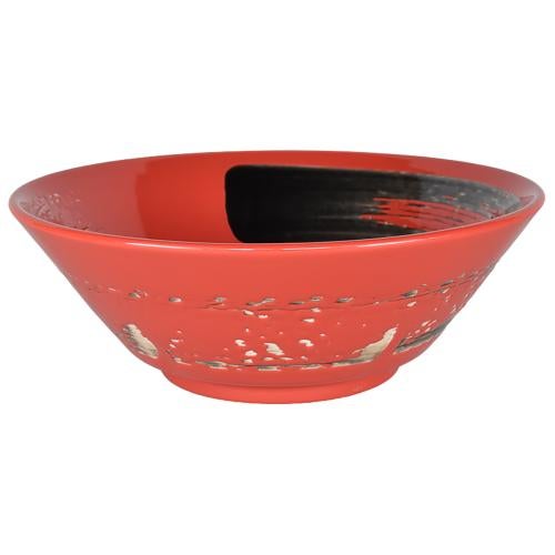 02810730 黒刷毛レッド 切立6.3丼 19.6×7cm 容量:900cc