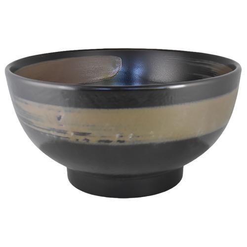 02840979 柚子黒金茶刷毛 6寸京丼 18×9.2cm 容量:1150cc