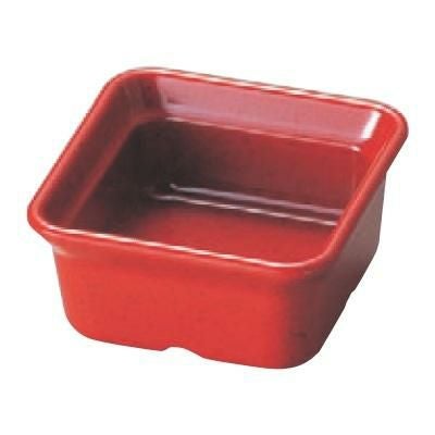 メラミン角小鉢赤  幅77 奥行77 高さ37  樹脂製
