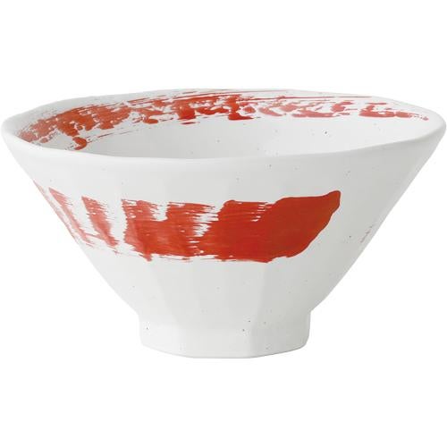 03410451 粉引赤渦 八角7寸丼 22×11.4cm 容量:1700cc