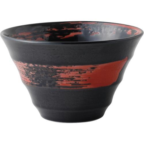 03421100 黒釉赤渦 渦小丼 14×8.7cm 容量:570cc
