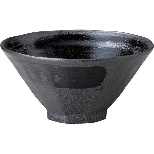 04600450 黒御影黒刷毛 八角6.3丼 19×9.7cm 容量:1160cc