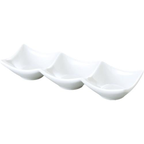 00001269 20cm三連皿(特白磁) 20×7×3.2cm