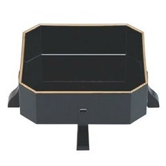 盛器 隅切足付盛器黒天金