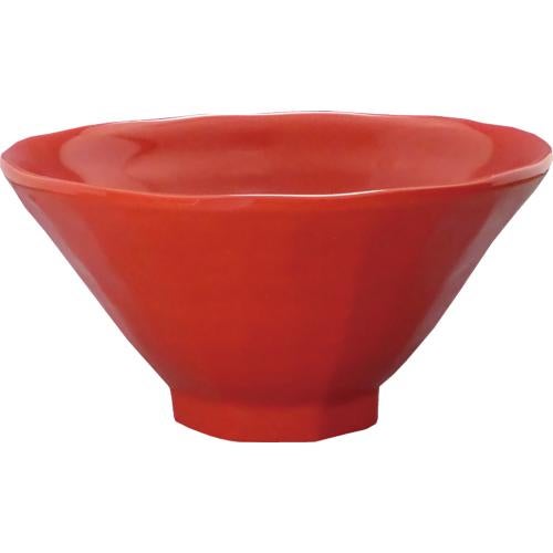 00140450 赤釉 八角6.3丼(RF) 19×9.7cm 容量:1160cc