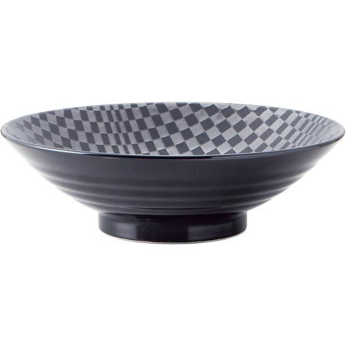 00470375 市松黒 8寸麺鉢 24.5×7.5cm
