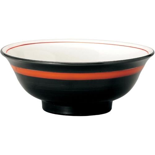 00950902 黒巻朱帯 反高台22cm丼 21.4×8.6cm 容量:1400cc