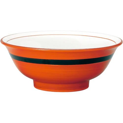 00960903 朱巻黒帯 反高台21cm丼 20.3×8.4cm 容量:1250cc