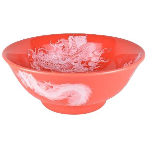 01540964 イングレーズ 昇龍(白) 赤釉丸反7寸丼 20.8×8.3cm 容量:1310cc