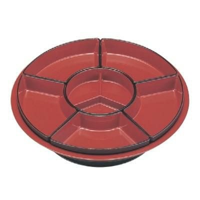 ビュッフェプレート 新尺3寸回転台 仕切朱天黒付