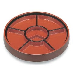 ビュッフェプレート 尺7寸回転盛桶 溜刷毛目 仕切朱天黒付