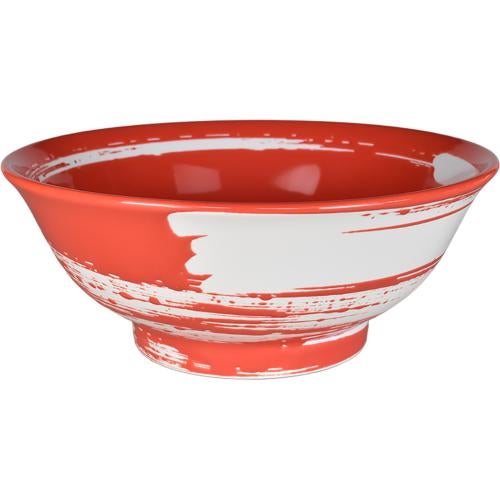 02640059 赤釉 白刷毛 丸反7寸丼(RF) 20.8×8.3cm 容量:1310cc