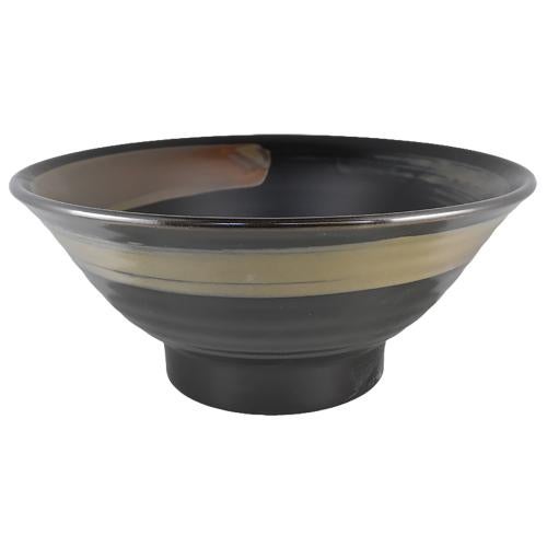 02840954 柚子黒金茶刷毛 7寸丼 22×9.4cm 容量:1350cc