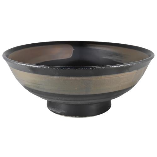 02840980 柚子黒金茶刷毛 6.8反高台丼 20.3×8cm 容量:950cc