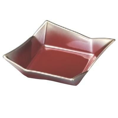 5.4寸スクウェア浅鉢朱金ぼかし/樹脂製