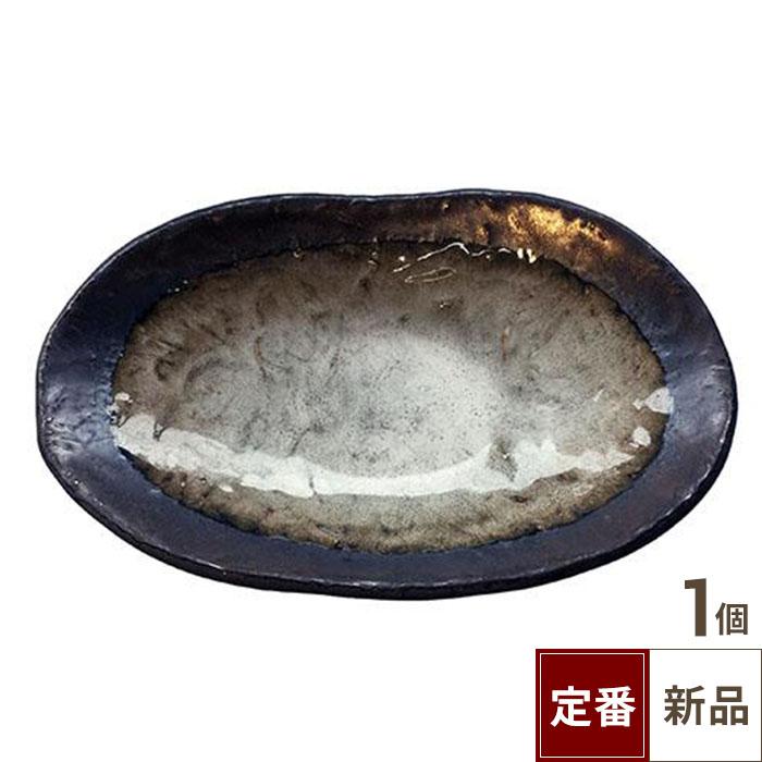 【飲食店定番】TB 窯変白吹き 和紙楕円皿/（20.0cm）