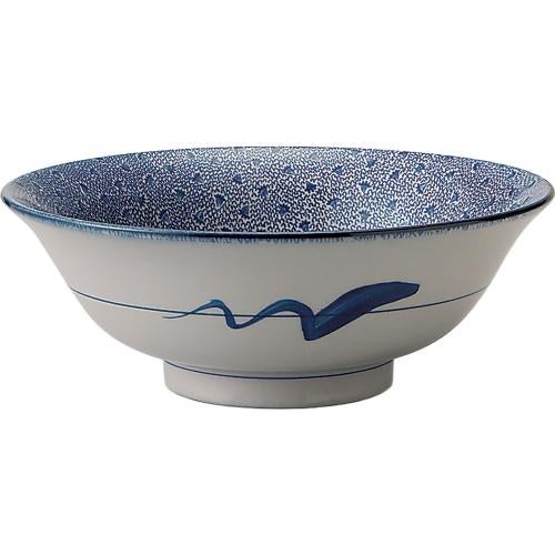 04401145 古染印判 6.5浅高台丼 19.5×7cm 容量:900cc