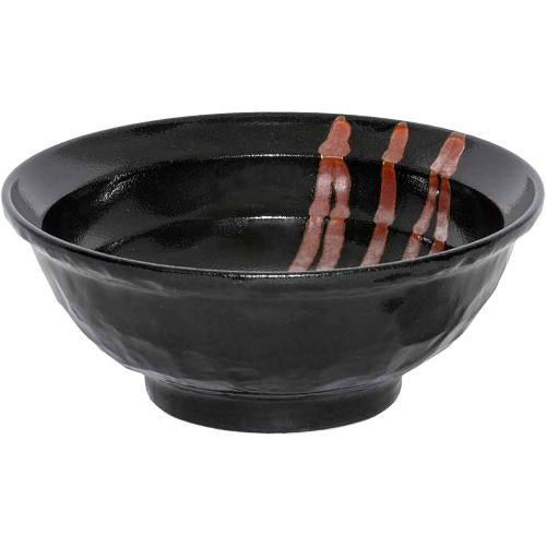 04560985 鉄赤流し(砂目黒) 6.3ラーメン 19.5×7.2cm 容量:1000cc