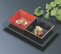 珍味 8寸つば付長角盆黒