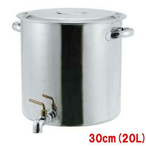 ステンレス寸胴鍋 EBM 18-8 蛇口付寸胴 目盛付 30cm