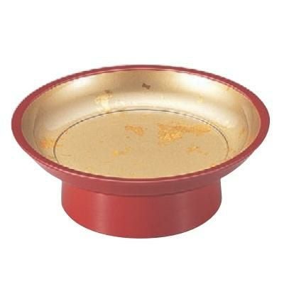 高台皿 高台椿皿朱内色紙金箔 SH塗