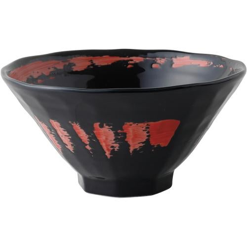 03420450 黒釉赤渦 八角6.3丼 19×9.7cm 容量:1160cc