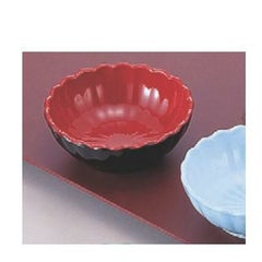 珍味 3寸菊型鉢黒内朱