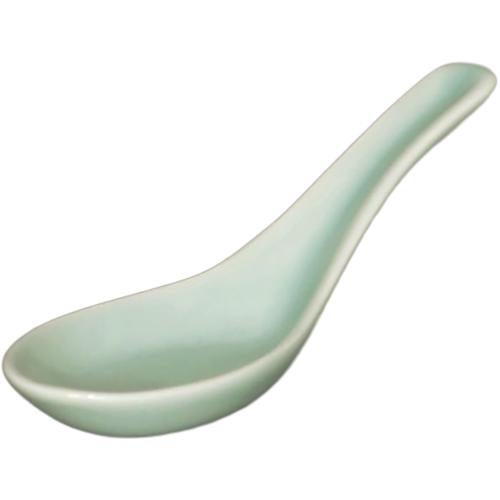 00020199 青磁 厚口レンゲ 14.3×4.7cm