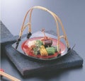 かご 小町手提皿黒内朱