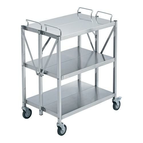 ステンレス 折りたたみワゴン 3段 L 933505