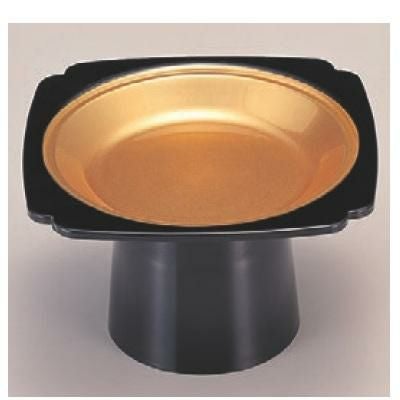 高台皿 木瓜高台皿黒内金雅高足