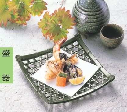 竹皿 6寸角竹皿グリーン