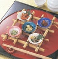 珍味 (中)朝顔珍味入れブルーぼかし