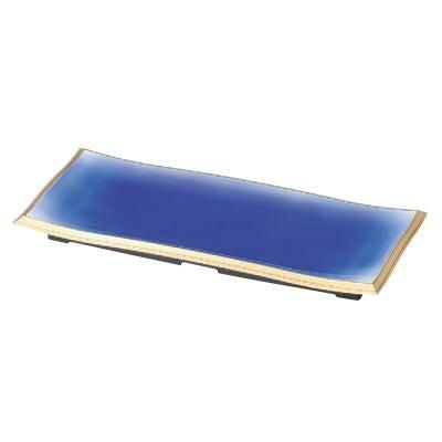 盛器 尺3寸長手清流盛器 瑠璃渕金