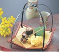 かご 利久皿色紙金箔渕朱 SH塗