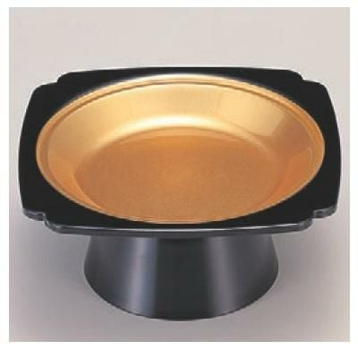 高台皿 木瓜高台皿黒内金雅低足