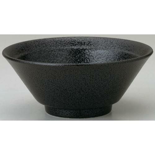 12-70-6 和風中華 15cmリムライス碗 黒耀 14.9×6.4(cm)