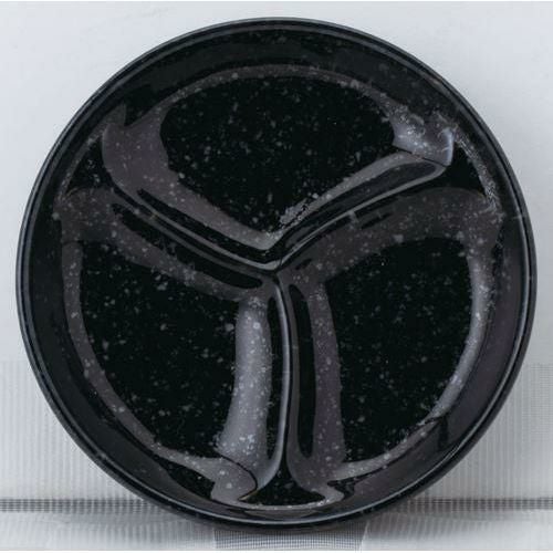 12-135-4 仕切小皿 10cm三分皿 黒御影 10.2×2(cm)