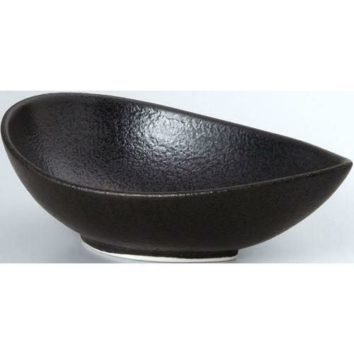 12-162-5 珍味＆小付 15cm片口鉢 黒耀 15×9.6×5.1(cm)