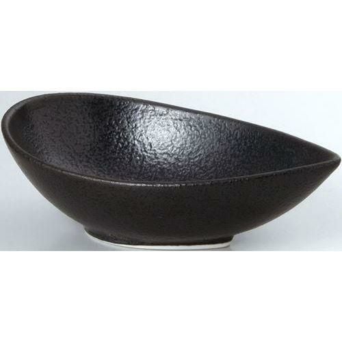 12-162-10 珍味＆小付 14cm片口鉢 黒耀 14×8.6×4.5(cm)
