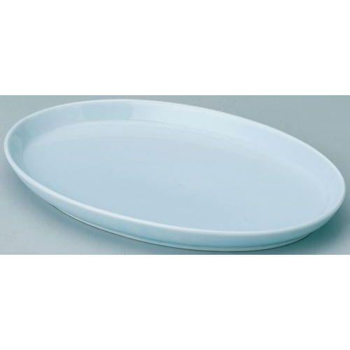 12-130-16 天青 24cmプラター 青白磁 23.7×15.2×2.5(cm)