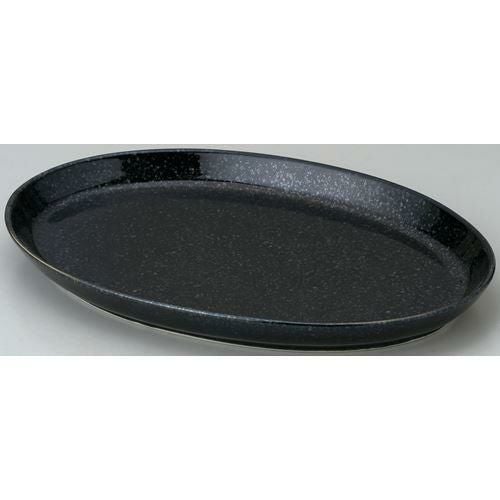 12-130-1 天河 32cmプラター 黒御影32×20.5×2.6(cm)