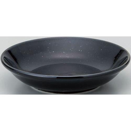 12-75-6 黒中華 メタ玉13cm深皿 黒御影 13.1×2.9(cm)