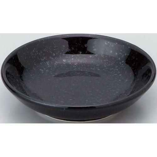 12-75-7 黒中華 メタ玉10cm深皿 黒御影 10×2.5(cm)