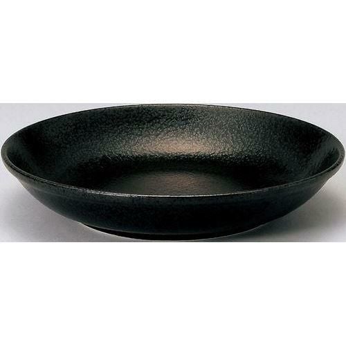 12-61-3 和風中華 メタ玉19cm深皿 黒耀 19.5×3.8(cm)
