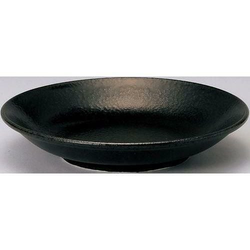 12-61-2 和風中華 メタ玉21cm深皿 黒耀 21.1×4.3(cm)