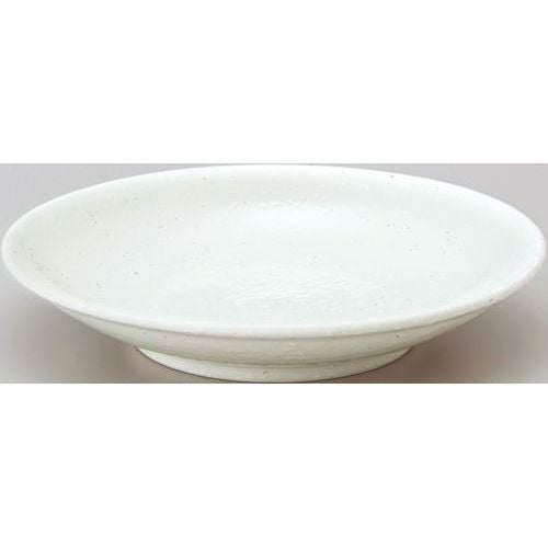 12-85-10 和風中華 メタ玉21cm深皿 粉引 21.1×4.3(cm)