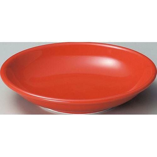 12-101-2 紅中華 メタ玉21cm深皿 赤21.3×4.2(cm)