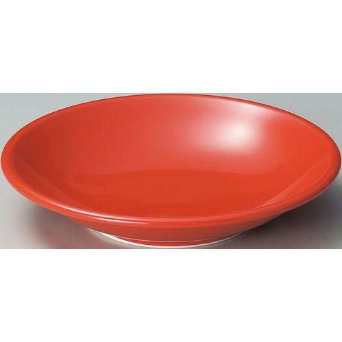 12-101-1 紅中華 メタ玉24cm深皿 赤24.1×4.7(cm)