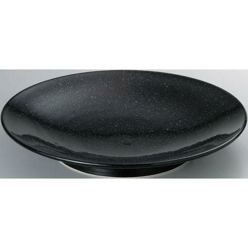 12-75-10 黒中華 高台28cm深皿 黒御影 28×4.5(cm)